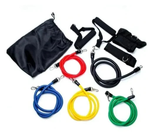 FlexFit - Kit de Extensores Elásticos 11 Peças – Treinamento Funcional, Yoga e Pilates